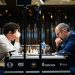 Fabiano Caruana y Leinier Dominguez en cuartos de finales de la Copa del Mundo.  Foto: Anna Shtourman/Fide.