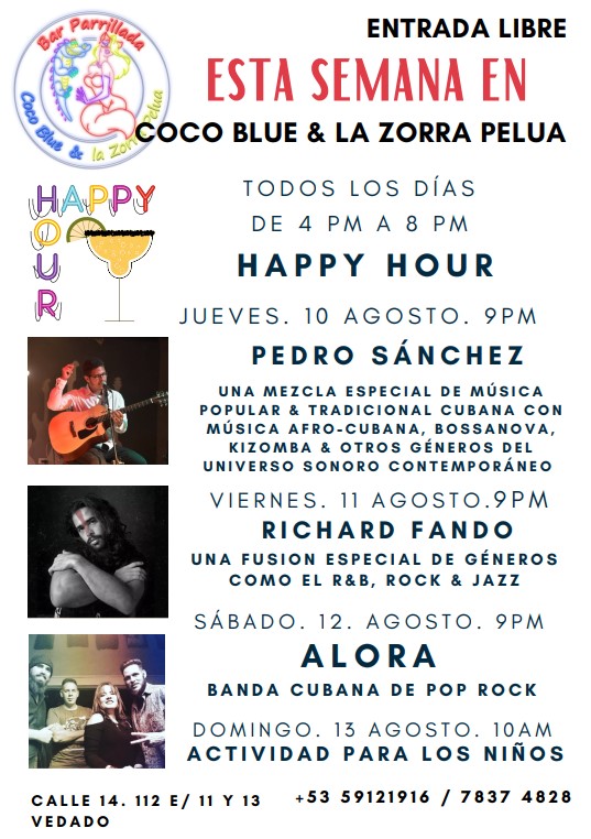 programación Coco Blue & La Zorra Pelua semana agosto 2