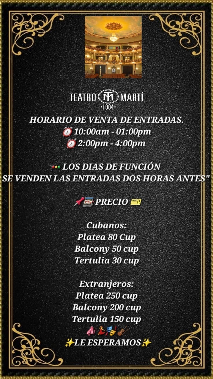 PRECIOS ENTRADAS Teatro Martí