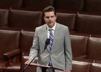 El representante republicano Matt Gaetz. Foto: Democracy Now.