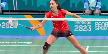 La cubana Taymara Oropesa en los Juegos Panamericanos de Santiago de Chile. Foto: Badminton Pan America / Facebook.