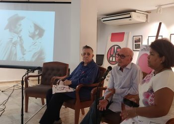 Panel sobre Sergio Corrieri, hoy en la Uneac. Foto: Omar Valiño/Facebook.