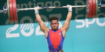 El pesista cubano Arley Calderón, campeón panamericano en Santiago de Chile 2023. Foto: Jit / Archivo.