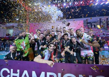 Wilfredo León (#9) ganó su tercera corona en Mundiales de Clubes. Foto: Tomada de Volleyball World.