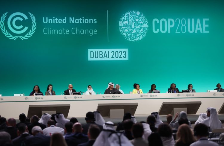 Sesión de la Conferencia de las Naciones Unidas sobre el Cambio Climático (COP28) de 2023, en Dubái, Emiratos Árabes Unidos, 11 de diciembre de 2023. Foto: EFE/EPA/ALI HAIDER.