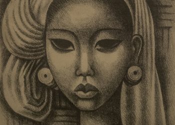 “Retrato de mujer” (detalle), de Miguel Covarrubias (1904-1957). Litografía sobre cartulina; 280 x 215 mm.