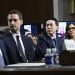 De derecha a izquierda, Mark Zuckerberg (Meta), Linda Yaccarino (X);  Shou Chew (TikTok), Evan Spiegel (Snap)  y Jason Citron (Discord) ante el Comité Judicial del Senado.. Foto: CNN.