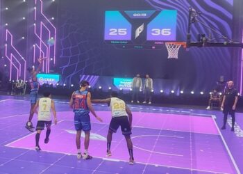 Partido de baloncesto phigital entre los equipos de Cuba y Cali (Colombia), ganado por los cubanos, en los I Juegos del Futuro de Kazán, Rusia. Foto: Jit.