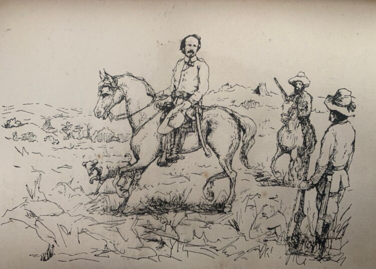 Carlos Manuel de Céspedes. Dibujo de Juan Emilio Hernández Giró. Foto: Archivo personal del autor.