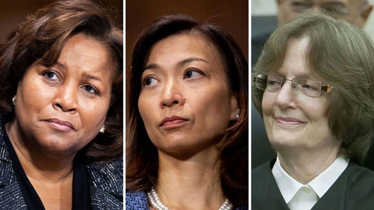 Las juezas federales Michelle Childs, Florence Pan y Karen LeCraft Henderson, autoras del dictamen contra la inmunidad de Trump. Foto: CNN.