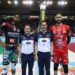 Wilfredo León (extremo izquierdo) y Osmany Juantorena (extremo derecho), dos de los cubanos más prestigiosos del voleibol mundial estarán nuevamente en la postemporada de la Superliga italiana. Foto: Tomada de Lega Pallavolo (online).