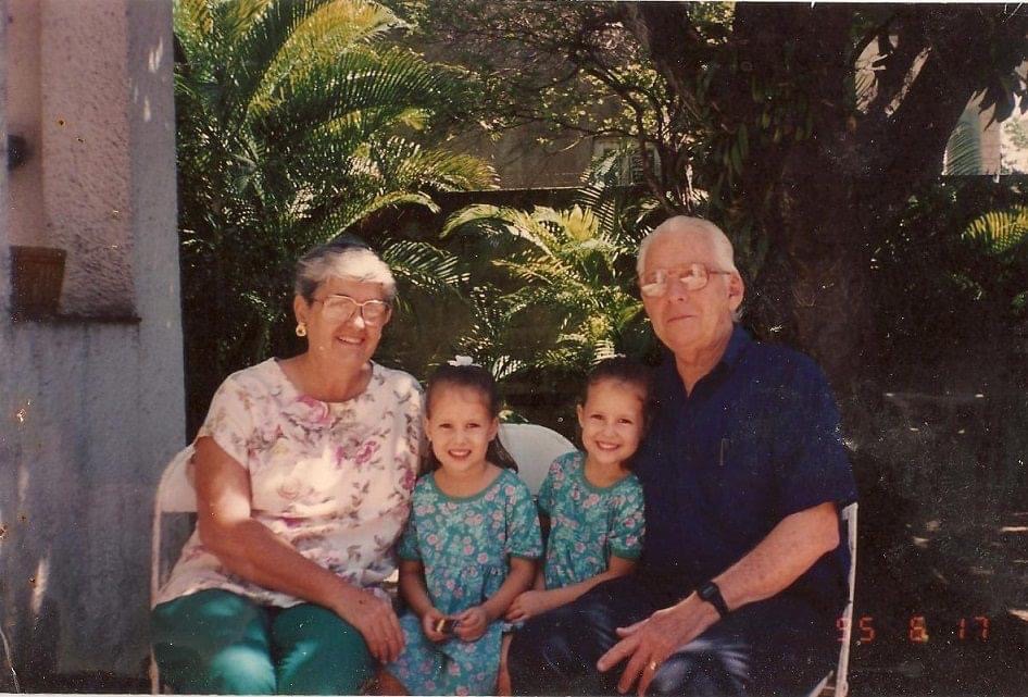 The Reyna sisters with their grandparents in Lawton.