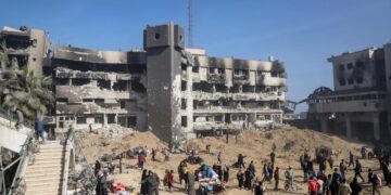 Hospital Al-Shifa, en Gaza, después de semanas de asedio israelí. Foto: Levante-EMV.