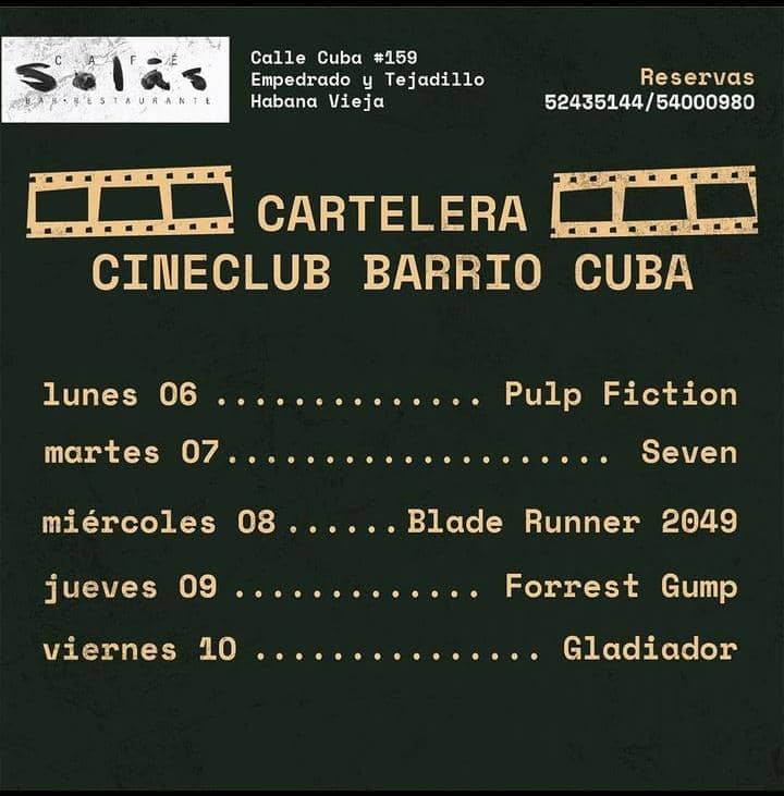 Cartelera CineClub Barrio Cuba