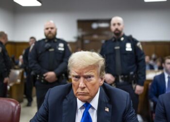 Donald Trump en el Tribunal Supremo de Nueva York, hoy, 30 de mayo de 2024. Foto: EFE/EPA/Justin Lane.