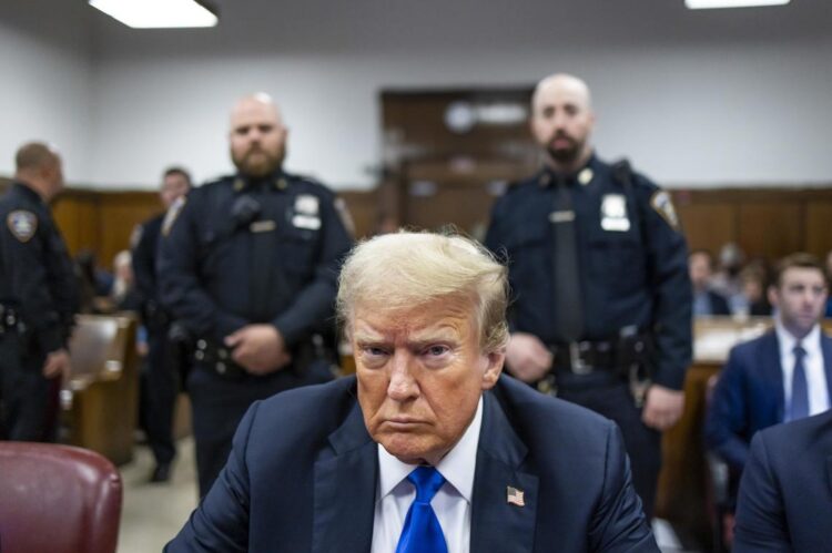 Donald Trump en el Tribunal Supremo de Nueva York, hoy, 30 de mayo de 2024. Foto: EFE/EPA/Justin Lane.