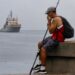 Uno de los barcos de la flotilla. Foto: EFE.