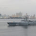 Uno de los barcos de la flotilla de la Marina de Guerra de Rusia este miércoles, en la Habana. Foto: Ernesto Mastrascusa/EFE.