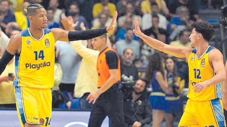 Jasiel Rivel (izquierda) en partido en Israel. Foto: Maccabi Tel Aviv