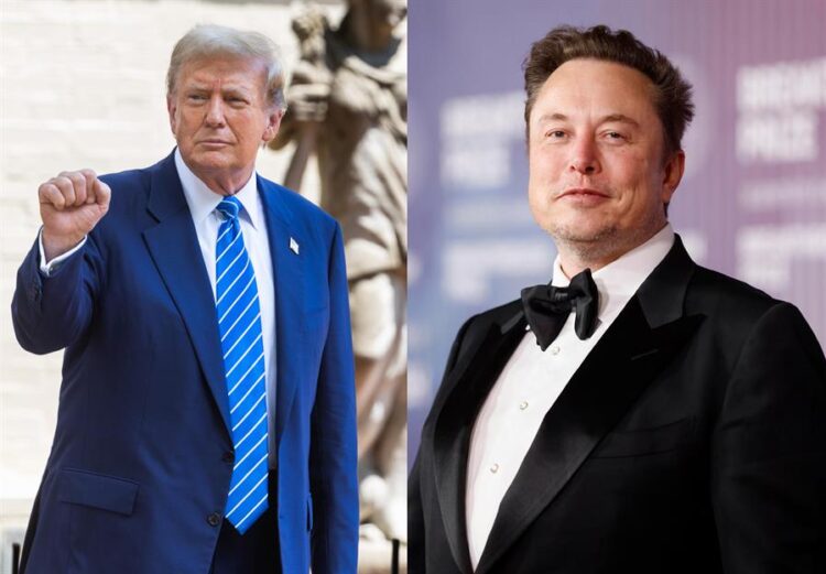 El ex presidente Trump y el magnate y propietario de la red social X, Elon Musk. Foto: Jim Lo Scalzo/Caroline Brehman /EFE.