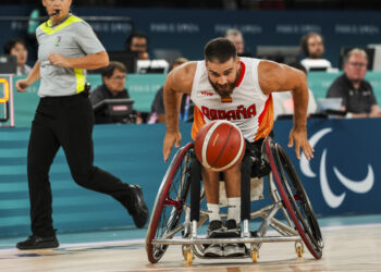 España - Australia en la fase de grupos de baloncesto en el Bercy Arena, en los Juegos Paralímpicos París 2024. Foto: EFE/CPE/Gorka Leiza.