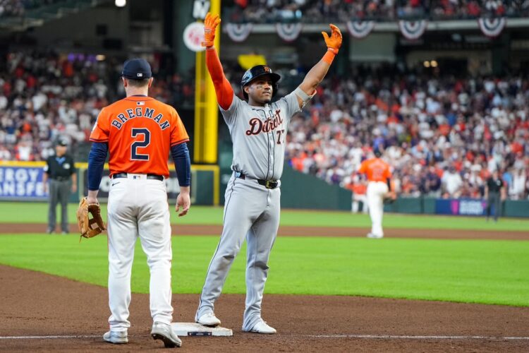 Andy Ibáñez fue el héroe de los Tigers, que eliminaron a los Astros. Foto: Alex Bierens de Haan/MLB Photos.