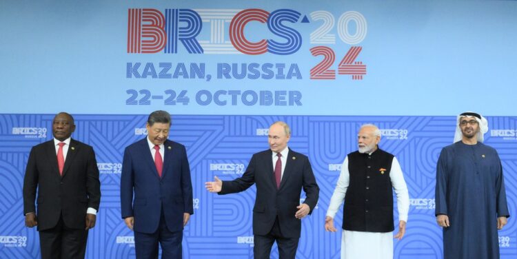 Los presidentes de China, Rusia, India y Emiratos Árabes en la cumbre de los BRICS. Foto: SERGEY BOBYLEV/ BRICS-RUSSIA2024/EFE/EPA.