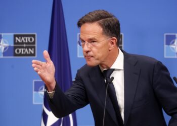 Rutte en su primera conferencia de prensa como secretario general de la OTAN. Foto: OLIVIER HOSLET/EFE/EPA.