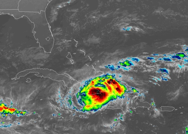 Imagen de satélite de la tormenta tropical Oscar sobre el oriente cubano. Foto: Insmet.