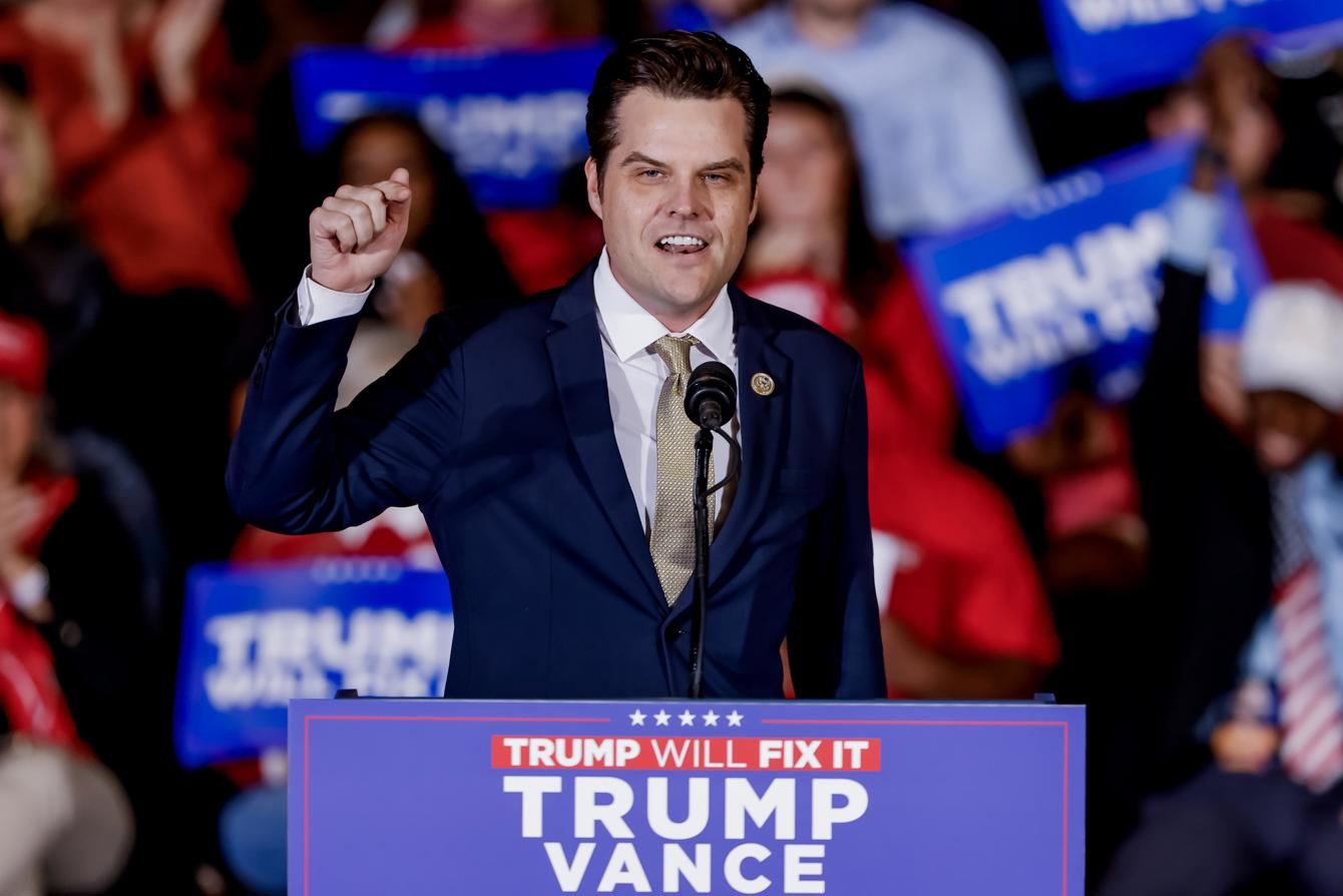 Matt Gaetz habla durante un mitin de la campaña presidencial de Trump. Foto: Erik S. Lesser / EFE / Archivo.