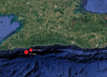 Mapa del segundo sismo reportado este domingo en el Oriente de Cuba, de 6.8 grados.