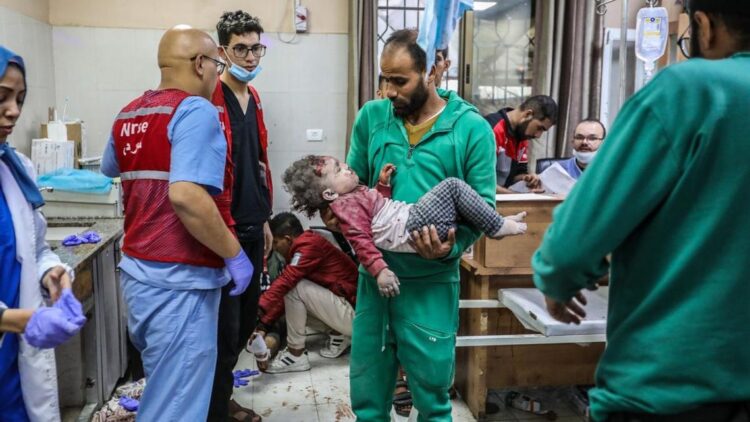 Interior del hospital de Al Awda,  de Yabalia, norte de Gaza. Foto:  El Diario.