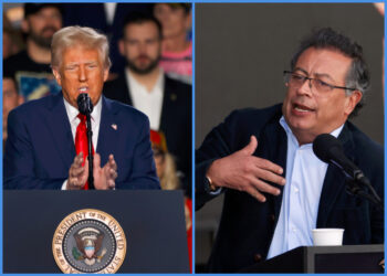 Donald Trump (izquierda), presidente de Estados Unidos, y Gustavo Petro (derecha), presidente de Colombia. Fotos: EFE.