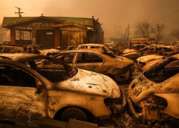 Vista de los daños causados por el incendio Eaton, cerca de Los Ángeles, California , el 8 de enero de 2025. Foto: Caroline Brehman/ EFE