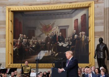 Donald Trump en su primer discurso como 47mo presidente de los Estados Unidos, Capitolio, 20 de enero de 2025. Foto: EFE/EPA/KEVIN LAMARQUE / POOL.