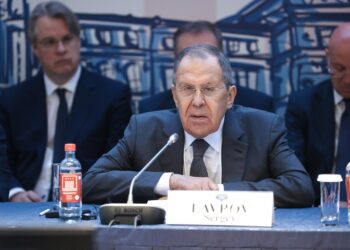 Lavrov con embajadores en Moscú este 5 de febrero de 2025. Foto: SERVICIO DE PRENSA DEL MINISTERIO DE EXTERIORES DE RUSIA/ EFE/EPA.