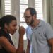 Denys Ramos y Yura López durante el rodaje de "Ojos de agua". Foto: Jorge Luis Coll.