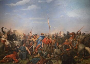 Cuadro de la batalla de Stamford Bridge (detalle), de Peter Nicolai Arbo. Imagen: commons.wikimedia.org